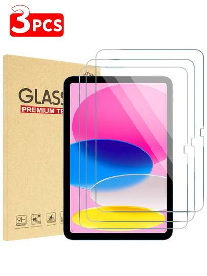3pcs Tempered Glass Screen Protector Compatible With Samsung Galaxy Tab / Ipad ,With Case Friendly, Anti-Scratch, Touch Sensitive Screen Protection Essentials, Applicable To Daily Shield, Office, Home Pad Screen Protector Pad Accessories Waterproof Shockproof Anti-Fall Scratch Resistant
