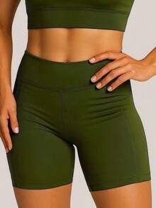 BLACKOUT POLYAMIDE SHORTS WITH POCKET - 軍綠色 - 查看 2