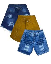 MODA YAYA Kit 3 Short Jeans For Boys And Children, Various Models, Send Randomly - Multicolor - Ver 2