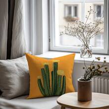 4 PIEZAS Fundas de cojín de estilo bohemio - 17.7*17.7 pulgadas, impresión de un solo lado, decoración de cactus verde, lavable a máquina con cremallera, sin relleno incluido
