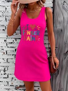 Vestido de verano divertido y colorido para pintar con los dedos - Rosa - Ver 1