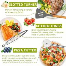 Kitchen Utensil Set, 33PCS Silicone Cooking Utensils Set With Wooden Handle, Non-Stick Cooking Spoons Utensil Sets, Silicone Kitchen Utensils Set, Heat Resistant Kitchen Tools, Heat Resistant Set