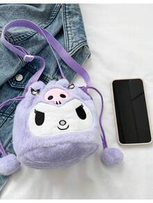 Sanrio 1 PC Sanrio Cinnamon Dog Kuromi Plush Drawstring Bag Bucket Bag Crossbody Bag Cartoon Bag Shoulder Bag