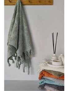 100% Cotton Hand Towel 50x90 Cm | Soft, Stylish, And Durable | Everyday Use | MADE IN TURKEY - Green - View 5