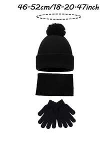 3件套针织帽+手套+围巾，A-Z字母针织帽配黑色手套，女婴帽，儿童针织帽，婴儿配饰，童帽，弹性幼儿男女童帽，1-3岁 - 彩色 - 查看 4