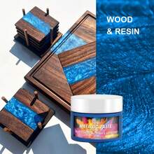 12 色鲜艳金属膏 - 专业高光泽饰面，适用于 AB 环氧树脂、UV 树脂和流体艺术 DIY 工艺品 - 创意多功能，鲜艳的彩色膏体，适用于 DIY 珠宝、艺术和工艺品、木工和河流桌 - 彩色 - 查看 4