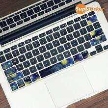 SUPSTICKER 1 pieza Pegatina para teclado, 4.01*4.72 pulgadas, diseño de cielo estrellado y gato de dibujos animados, adecuado para teclado de 13.3" Air, material de vinilo autoadhesivo, fácil de aplicar y retirar, protege el teclado del portátil de arañazos - Multicolor - Ver 2