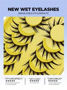 6/7 Pairs Wet Fox Eye Anime False Eyelashes, Cosplay Lashes, Thick Curly Wet Lashes, Makeup Tools - Black - View 5