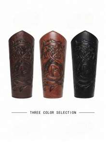 2pcs/Set Faux Leather Armor Gauntlets Medieval Wrist Guards Viking Arm Bracers LARP Accessories, Wristband Arm Cuff For Men