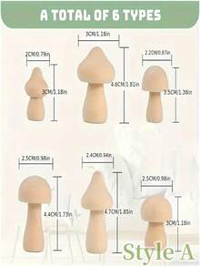 木制蘑菇积木，天然迷你DIY木制蘑菇玩偶，适用于艺术、手工艺、绘画和家居架子上的桌面装饰。