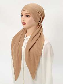 1件装女士亚麻弹力头巾帽，融合传统与现代风格，百搭时尚，适合日常通勤、文化活动、旅行、休闲聚会、宗教场合等。 - 燙鑽款 - 查看 9