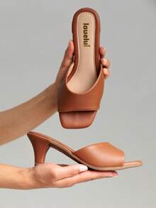 Women's Sandals With Thin Heels And Medium Heels, Social Clogs, Fashion Blogger - 駝色 - 查看 3