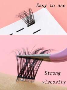 200 片无胶假睫毛簇自粘条，无需胶水，防水，可重复使用且粘性持久，睫毛延长工具，自粘簇睫毛条，睫毛胶水替代品，无胶睫毛簇，化妆工具，假睫毛簇胶条