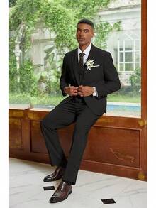 Men's 3 Piece Linen Suits Casual Lightweight Blazer Jackets Vest Pants Set For Wedding Business Promhalloween - Black - View 5