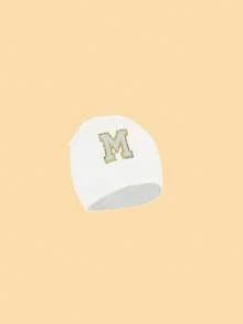 1顶婴儿字母印花针织帽，新生儿医院帽，适合男宝宝和女宝宝日常保暖和出院时佩戴 - 白色 - 查看 6