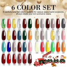 LIMEGIRL Set di smalti gel natalizi LIMEGIRL da 8 ml: 6 colori natalizi - verde, bordeaux, rosso, oro, argento. Set di smalti gel natalizi con base e top coat, adatto per donne e ragazze per arte di unghie, manicure, design unghie fai-da-te in salone