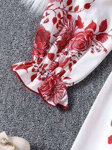 Tween Girls' Rose Embroidered Casual Dress, Autumn