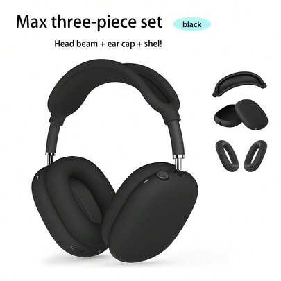 3pcs Apple Max Headphone Protective Case, Black