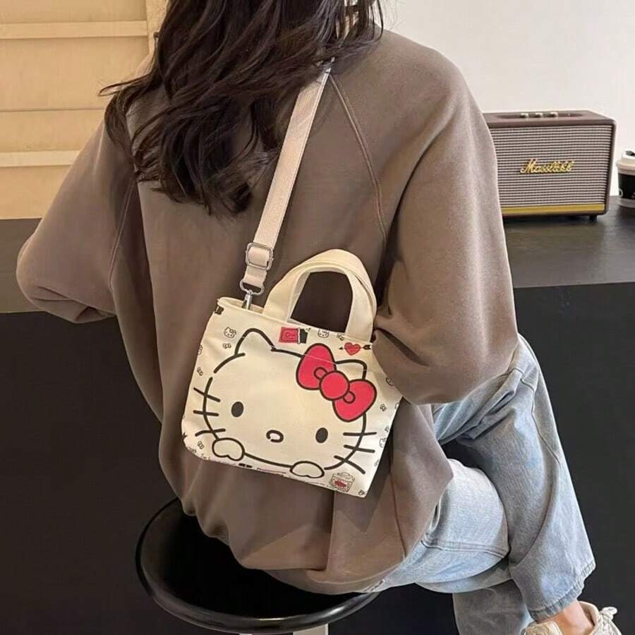Sanrio Sanrio, Cartoon Cute Hello Kitty Shoulder Bag, Stylish And Casual, Large Capacity, Suitable For Daily Commute As A Handbag Or Cross-Body Bag For Office Workers.