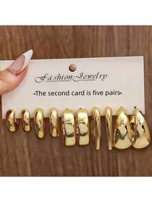 5 Pairs/10 Pairs New ABS Resin & CCB Exaggerated C-Shaped Water Drop Personalized Fashion Earring Set - New Model - View 8