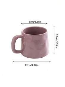 CMYD Studio 1 件 400 毫升手工纹理陶瓷咖啡杯，不对称北欧风格茶杯，适合家庭、卧室、办公室、礼物、家庭聚会 - 紫色 - 查看 4