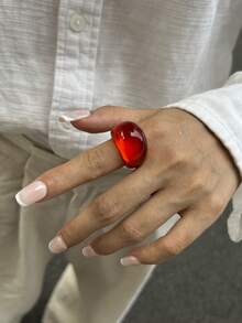 1pc Fashionable Geometric Resin Ring For Women,Gift For Holiday Or Daily Use - Resin Ring - View 8