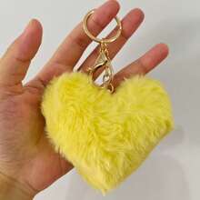 4pcs Set Heart Plush Bag Pendant Charm,Pompom Keychain,Cute Multicolor Keyring For Backpack Wallet Coin Purse