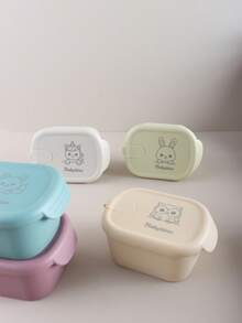 Custom Pattern And Name 1pc Silicone Baby Food Storage Container, 300ml Leak-Proof Snack Box, Bento Lunch Box For Kids, Microwave & Freezer - Multicolor - View 6