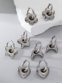 1 对经典不锈钢 Y2K 粗星形耳环防过敏另类哥特朋克前卫耳环，适合女士女孩 - 耳環 - 查看 7