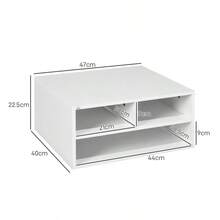 HOMCOM ThreeCompartment Printer Storage Cabinet White - White1 - View 3