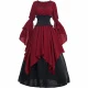 Double-layered Belted Dress In Burgundy
