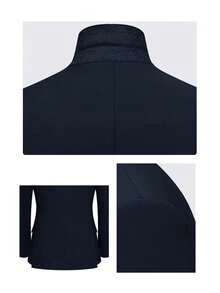 Men's Suit, Men's Solid-Color 2-Piece Suit, Including A Slim-Fit Single-Breasted Solid-Color Suit Jacket + Dress Pants, Business Elegant And Casual, Suitable For Gifting, Daily Leisure, Business, Weddings, Dances, Work Commutes, And Other Occasions - Màu xanh hải quân - Xem 10