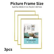 1 件/3 件金属相框，铝制相框，适合墙壁或桌面展示、海报、艺术相框、简约时尚铝合金框架，适用于家庭客厅、卧室、办公室装饰，尺寸包括金色、银色、黑色铝制框架，30X40cm/A3/A4。 - 1pc - 查看 19