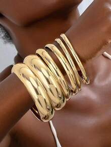 6pcs/3pcs/1pc Vintage Elegant Retro Coin Design Metal Geometric Asymmetrical Hollow Line Wrinkle Flower Wide Hammered Texture Adjustable Bangle Bracelet Set, Exaggerated American Hip-Hop Style Suitable For Women, Couples, Best Friends, Beach, Party, Music Festival, Date, Daily Wear, Jewelry Accessory (Random Style)