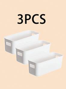 5 قطع/3 قطع/2 قطع/1 قطعة صناديق تخزين بلاستيكية، صناديق منظمة متعددة الأغراض للمستحضرات التجميلية والقرطاسية والمطبخ والخزانة والمكتب والحمام والألعاب، مصنوعة من بلاستيك صلب مع مقابض