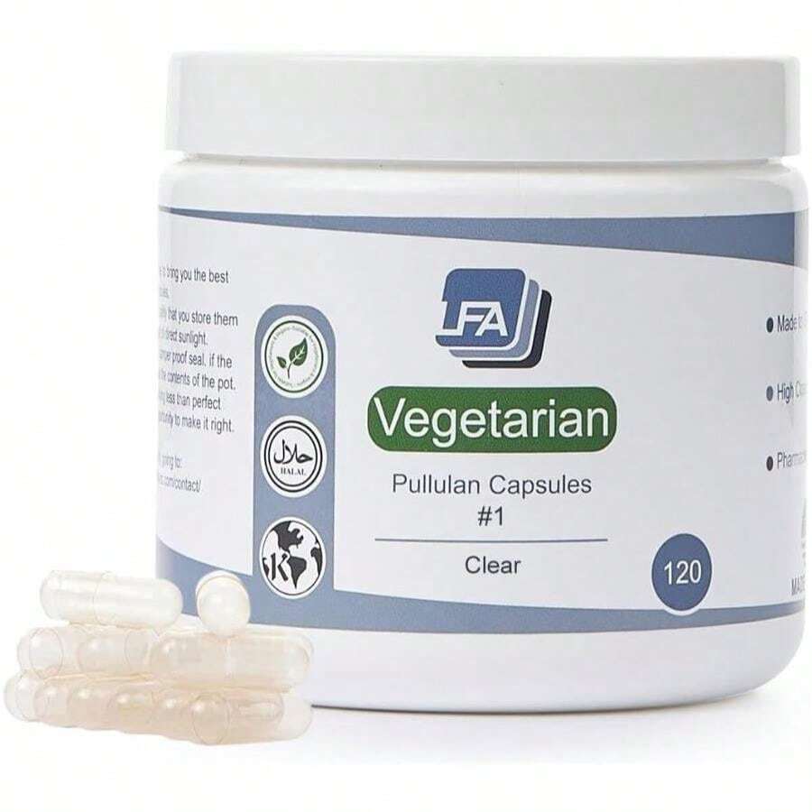 Empty Size 1 Capsules - Vegan Pullulan - 500 Count Vegetarian Capsules Empty - Joined Fillable 1 Vegetable Pill Capsules - Veggie Caps For Filling Tray - Halal Kosher Tapioca - Flavor NameA - View 1