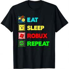 Eat Sp Robux Repeat Funny Gamer For Kids Boys Girls Hoodie Or T-Shirt - 黑色1 - 查看 1
