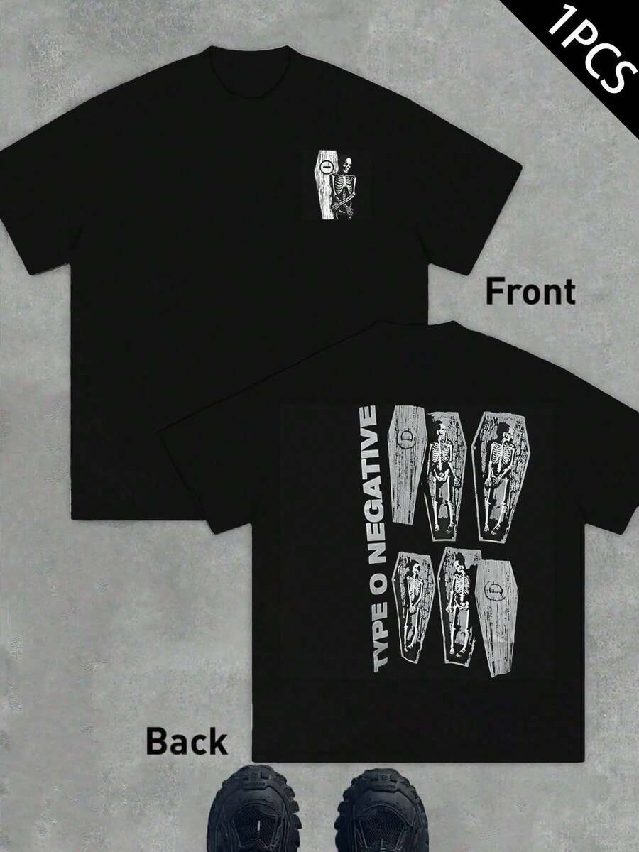 Maglietta con band Type O Negative , T-shirt da uomo con stampa fronte-retro, alla moda, casual, girocollo, in cotone 220 g/m2 (1 pezzo)