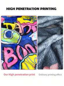 1pc Thick Flannel Single Layer Hoodie With High Permeability Printing, Adult Wearable Blanket With Sweet Donut, Leopard, Fruit Patterns, Warm And Windproof Loungewear For Autumn/Winter