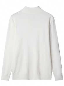 GRDR Men's Casual Long Sleeve Half Zip Knit Sweater, Versatile For Daily Wear - White - View 3