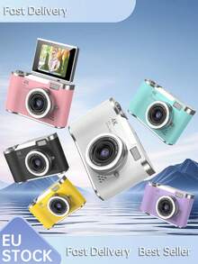 1 Pc 4K High Definition Digital Camera, Retro Micro Single Lens Digital Camcorder, 3 Inch Flip Screen With Flash, 16X Zoom, Comes With 32G Storage Card, Suitable Christmas/Birthday Gift For Boys & Girls Aged 3-18 - LK-007 White - View 2