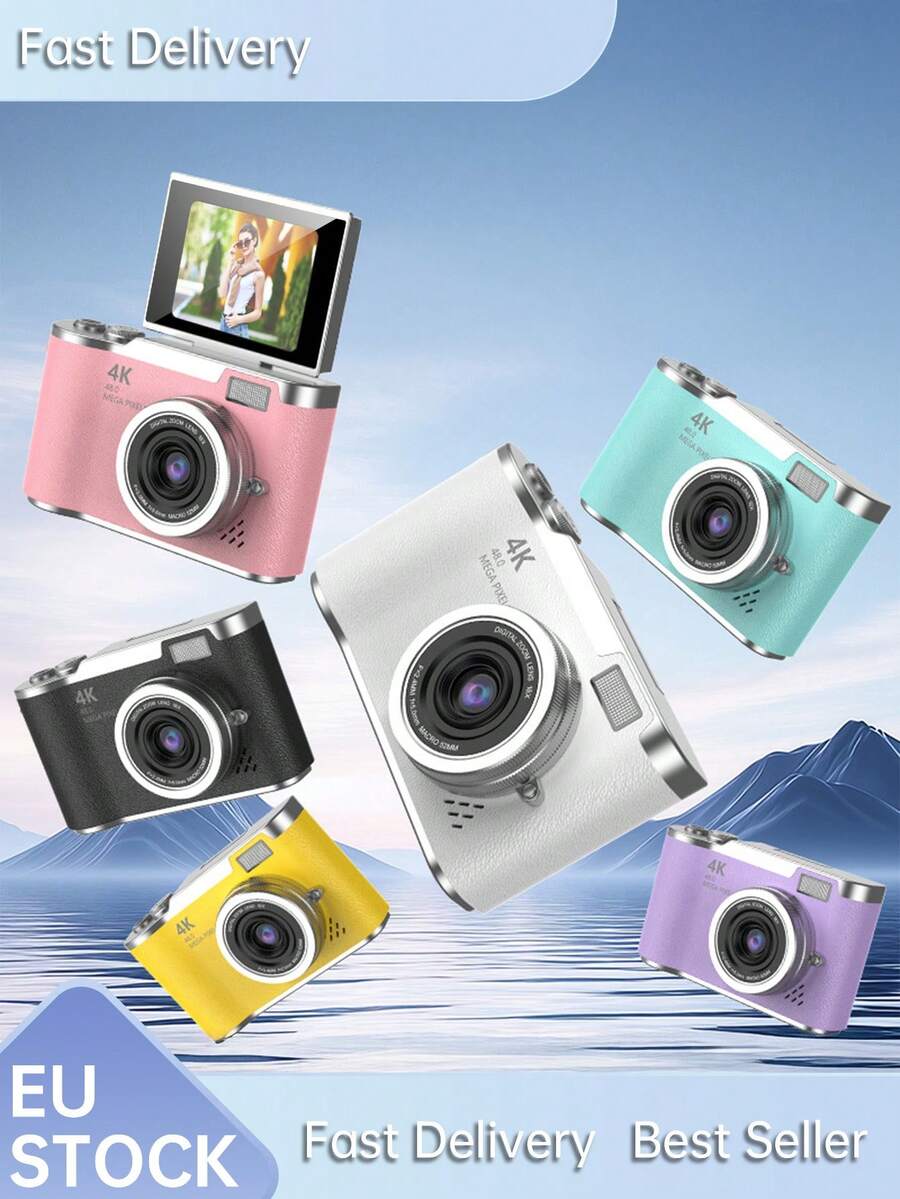 1 Pc 4K High Definition Digital Camera, Retro Micro Single Lens Digital Camcorder, 3 Inch Flip Screen With Flash, 16X Zoom, Comes With 32G Storage Card, Suitable Christmas/Birthday Gift For Boys & Girls Aged 3-18