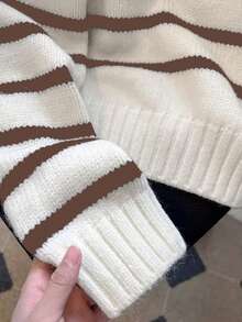 Women's Striped Color Block Turtleneck Knit Pullover Sweater