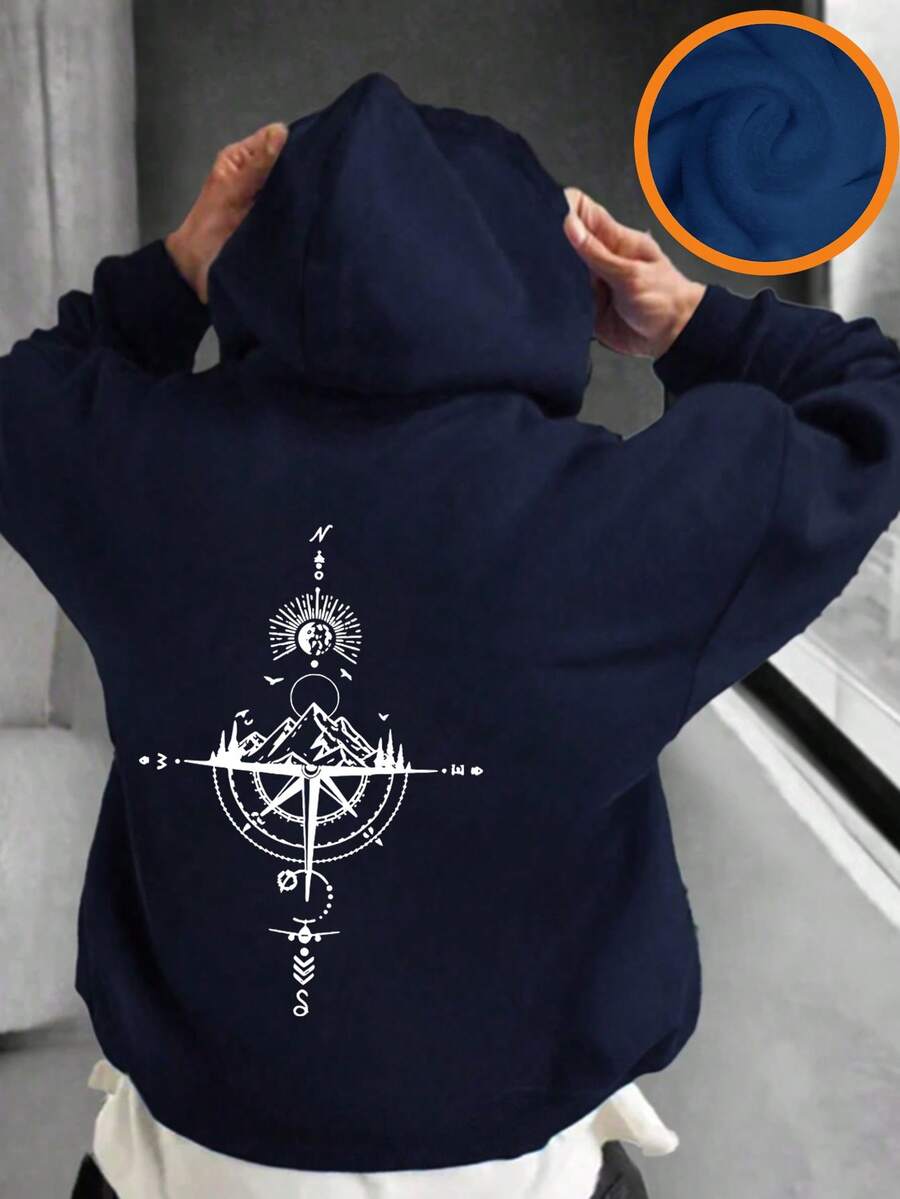 Tween Jungen Grafik-Muster Thermofutter Kapuzenpullover, warm & bequem für Herbst/Winter