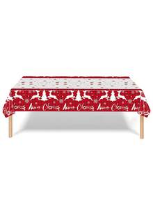 2 pièces Set de Nappe et Serviettes de Noël, avec des éléments de Noël tels que des sapins de Noël, bonhommes de neige, cerfs, cloches, etc. Convient pour les rassemblements de Noël, la décoration de la maison pour Noël et les décorations de fête de Noël.