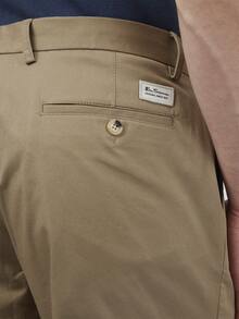 Ben Sherman Pantalón Corto Chino Slim Stretch  Verano    Regular    Bolsillo  Cordón  Botón    Playa - Caqui - Ver 3
