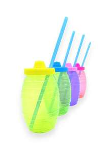 Barril Vitrolero de Plástico Dispensador Dulcero Exhibidor Fiestas Capacidad 500ml Colores Neón paquete 10 piezas Almacenaje Alimentos Dulces Bebidas Portátil Organización Eventos Colorido - Transparente - Ver 6