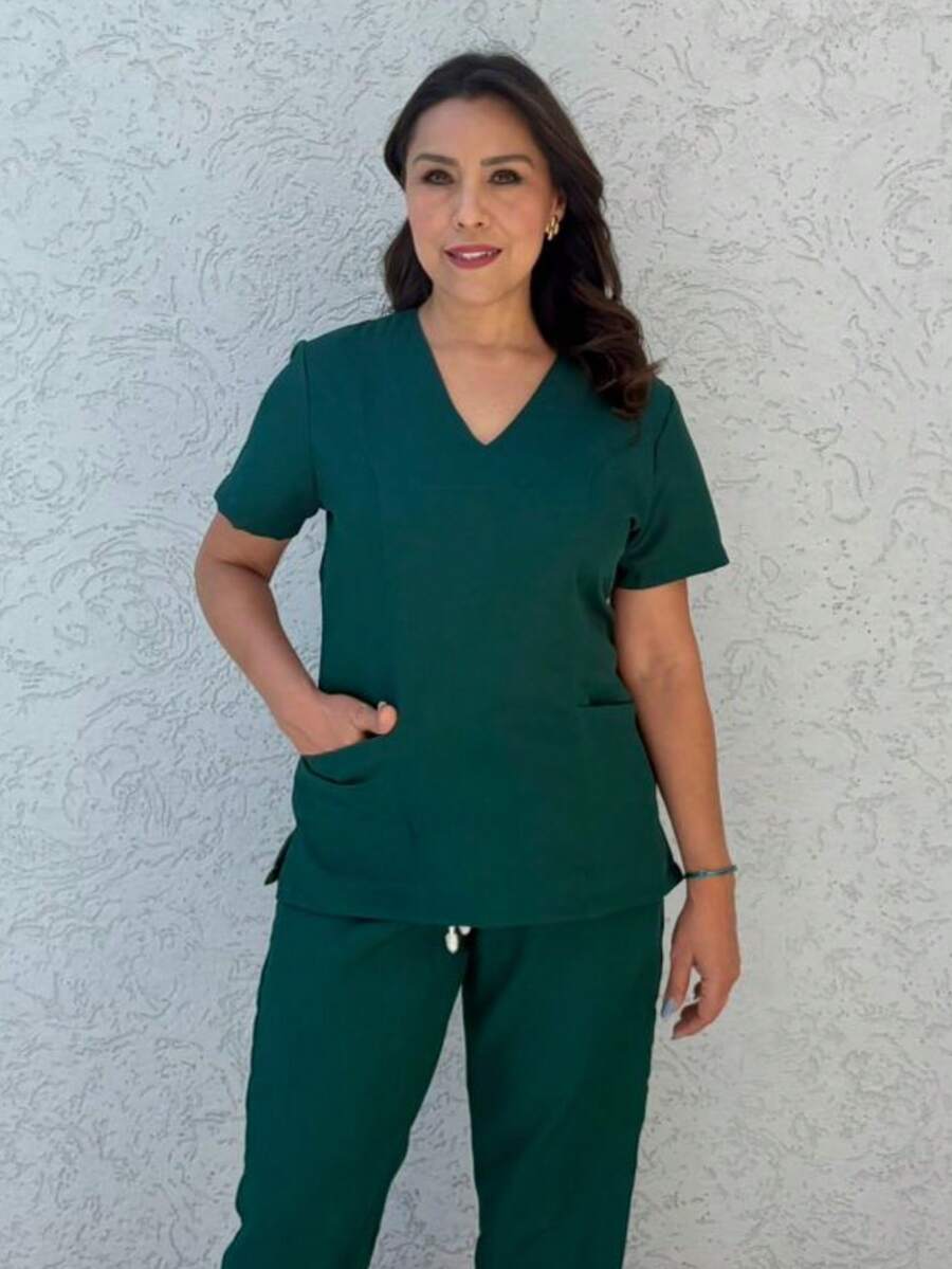 Gabardine Surgical Hospital Pajamas, Scrub, Private And Fitted Nursing Uniform - Green - View 1