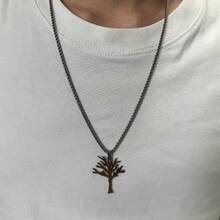 1pc New Hip-Hop Style High Quality Stainless Steel Tree Of Life Pendant Necklace For Men And Women - Silver - View 7