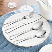Cutlery Set, 4 Piece Stainless Steel Flatware Set, Tableware Silverware Set With Spoon Knife And Fork Set, Service 4, Dishwasher SafeEasy Clean, Mirror Polished - 4 Piece - View 6